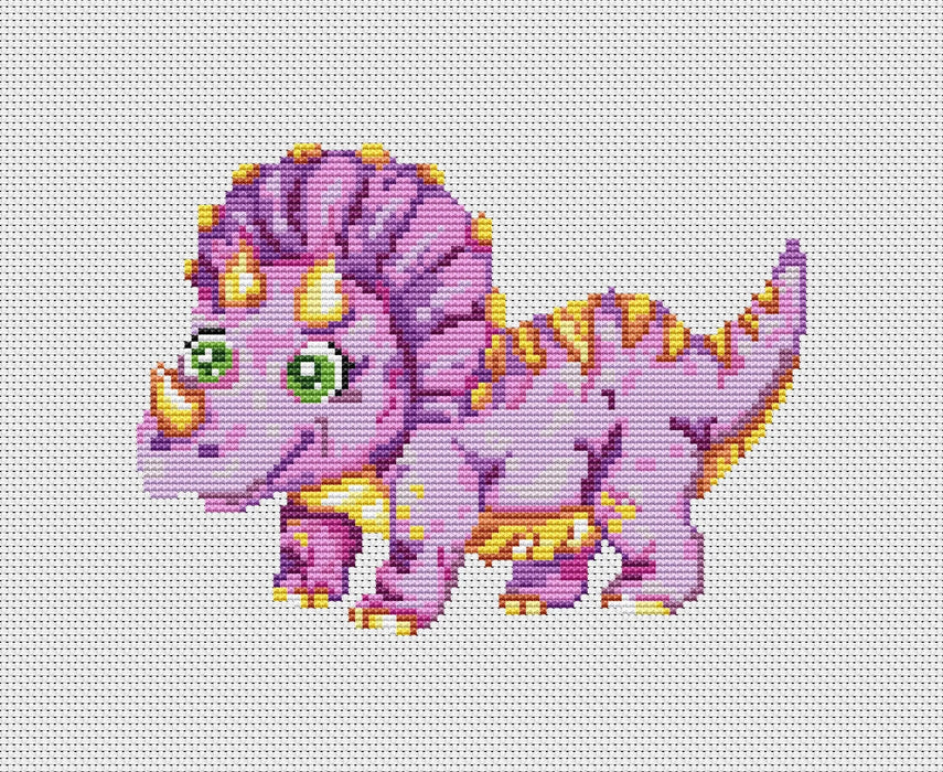 Funny dinosaur Triceratops - PDF Cross Stitch Pattern