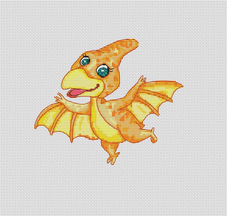 Funny dinosaur pterodactyl - PDF Cross Stitch Pattern