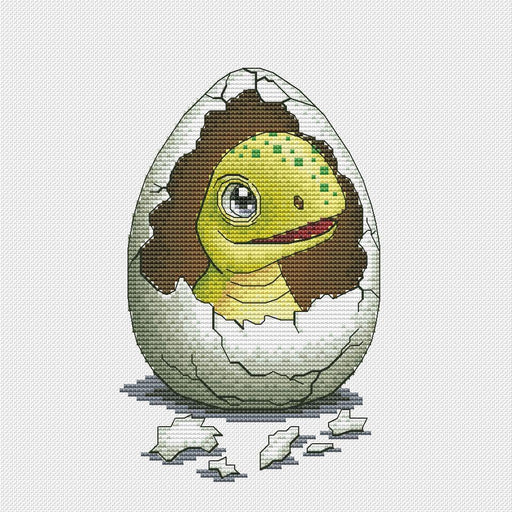 Dinosaur In The Egg - PDF Cross Stitch Pattern - Wizardi