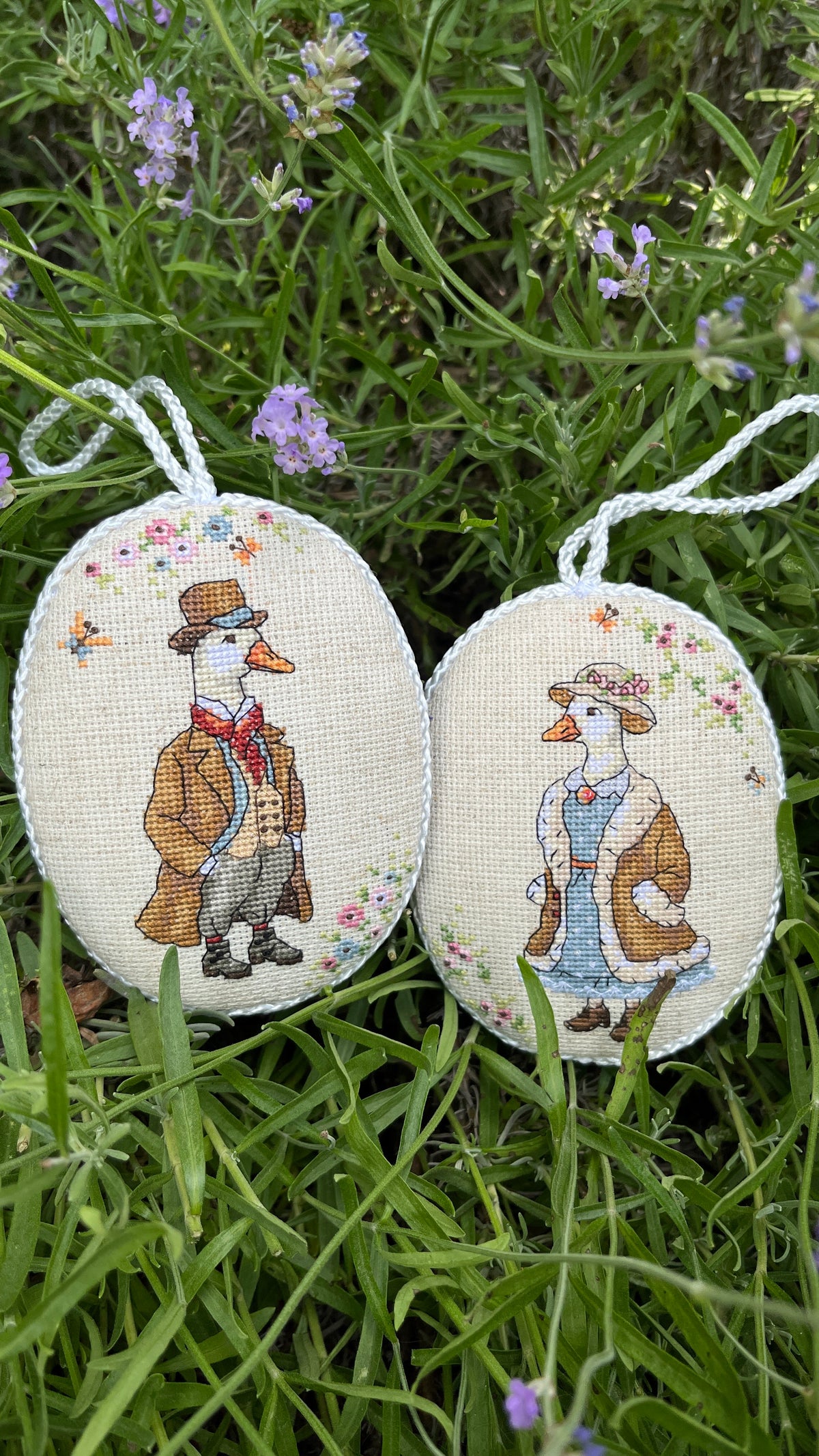 Geese cross stitch ornament kit flat product photo