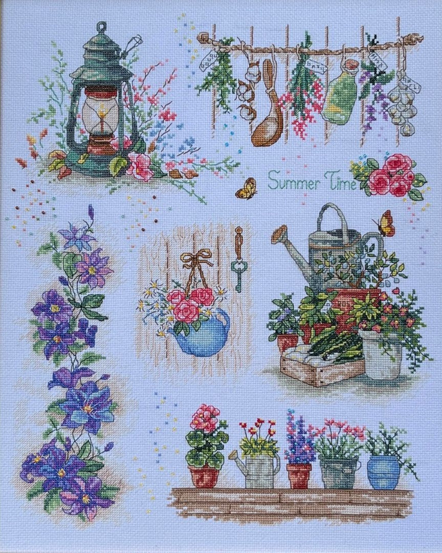 Fragrance of Summer cross stitch sampler kit detail