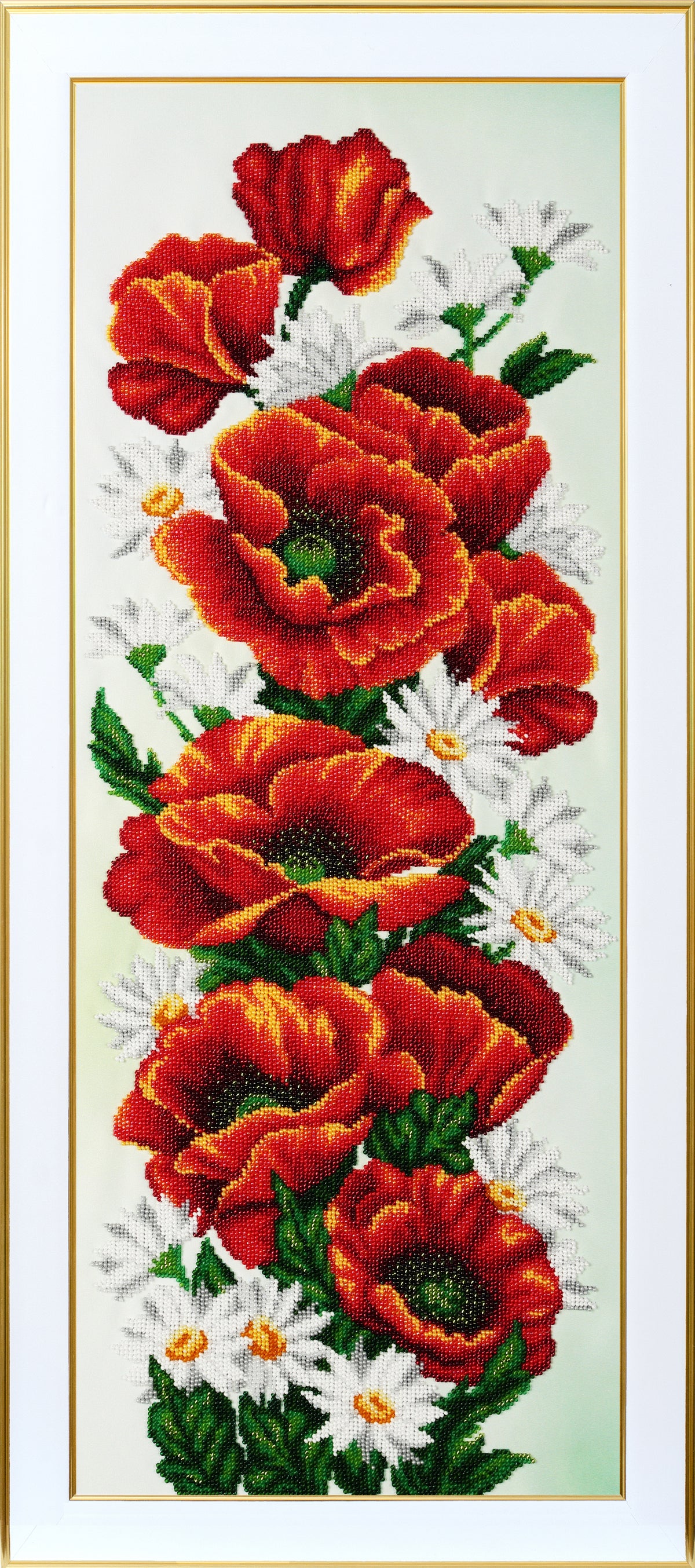 Red Poppies panel bead embroidery kit flat product photo