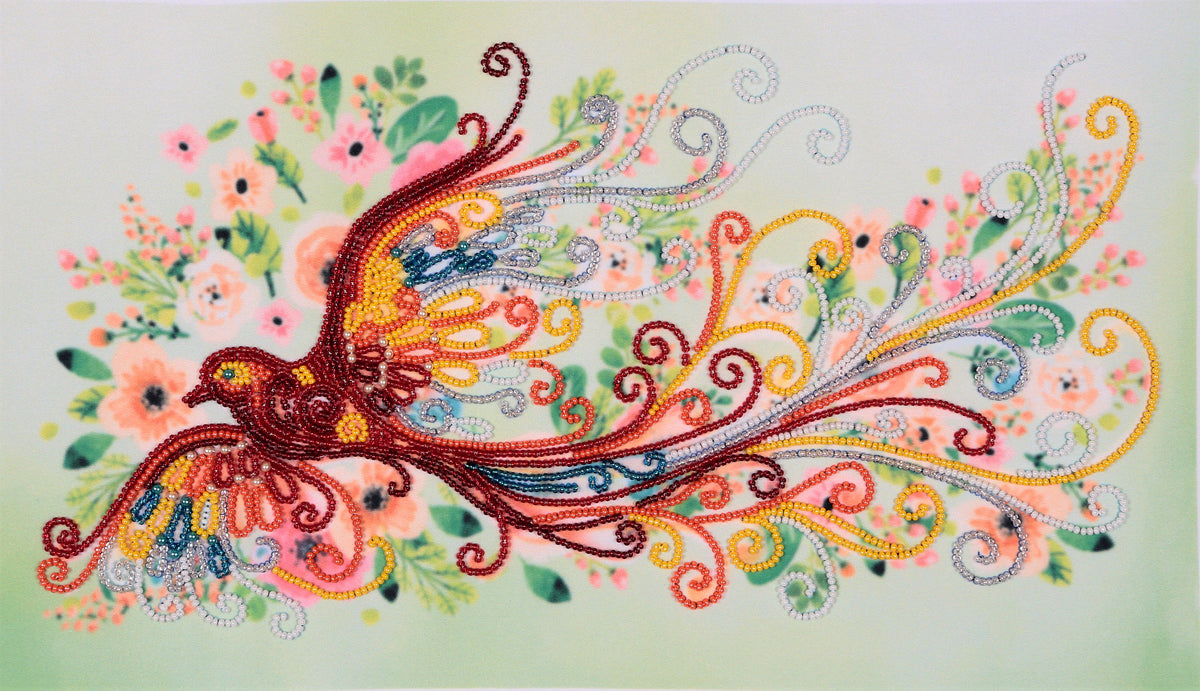 Bright Bird free-form bead embroidery kit flat full-design product photo