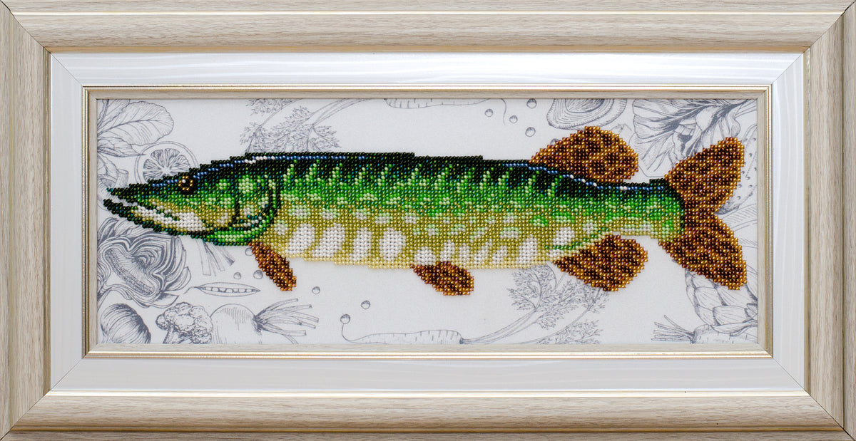 Pike bead embroidery kit flat product photo