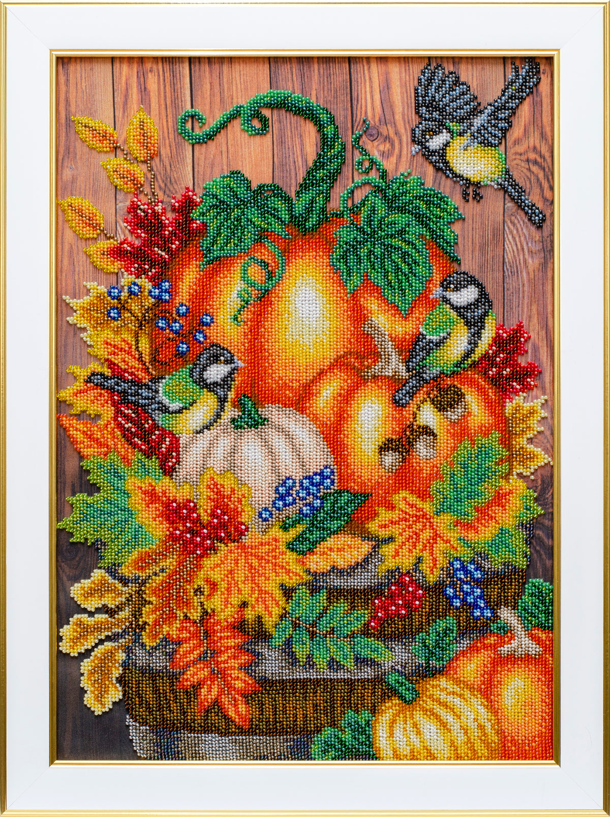 Golden Autumn bead embroidery kit flat full-design product photo