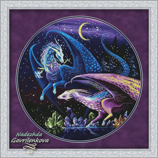 Dragons. The guardians of gems - PDF Counted Cross Stitch Pattern - Wizardi