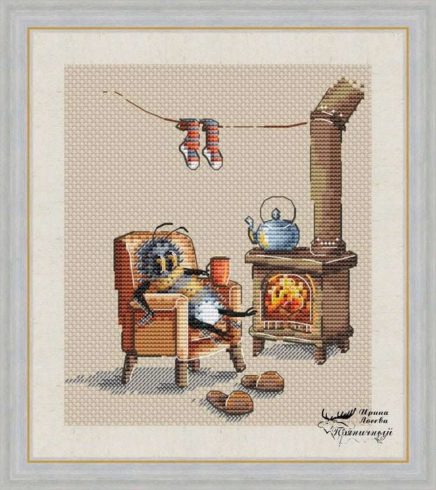 By the Fireplace - PDF Cross Stitch Pattern