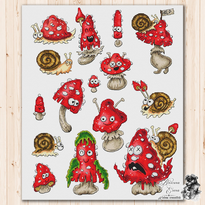 Fly agaric. Set - PDF Cross Stitch Pattern