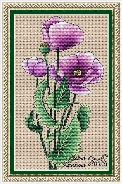 Lilac poppy - PDF Cross Stitch Pattern
