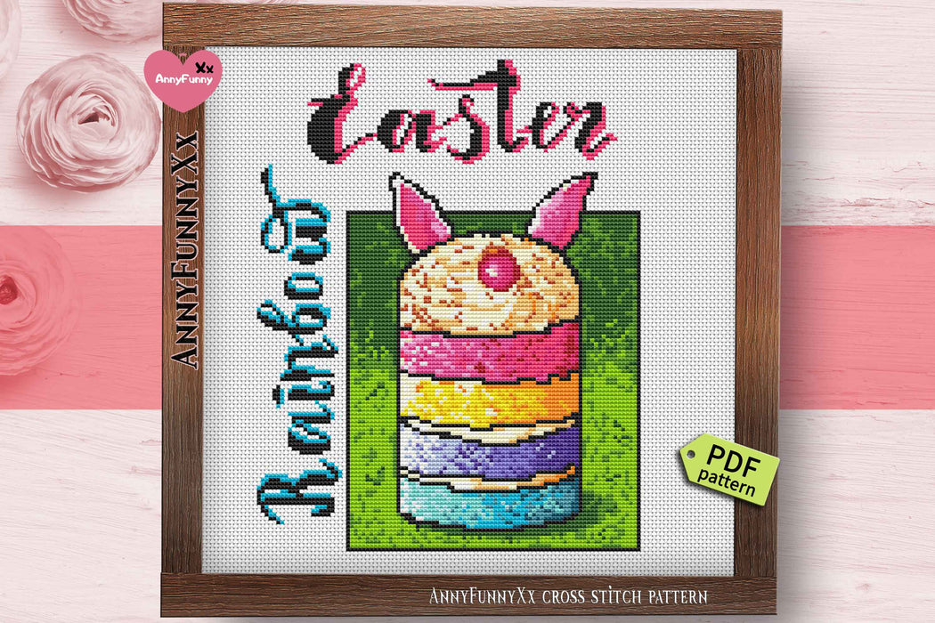 Rainbow Easter cupcake - PDF Cross Stitch Pattern