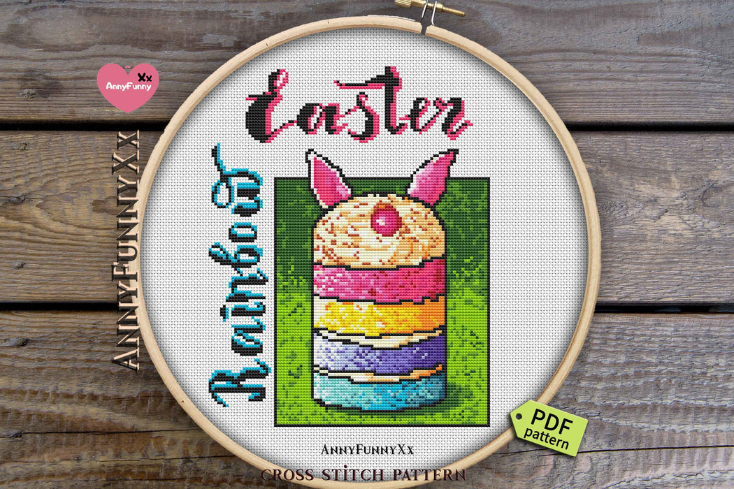 Rainbow Easter cupcake - PDF Cross Stitch Pattern