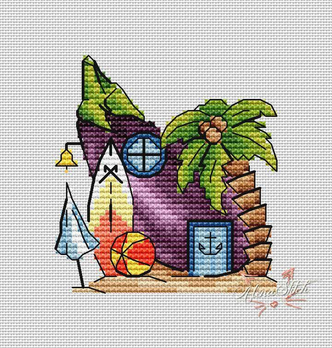 Eggplant - PDF Cross Stitch Pattern - Wizardi