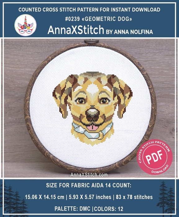 Geometric Dog - PDF Cross Stitch Pattern