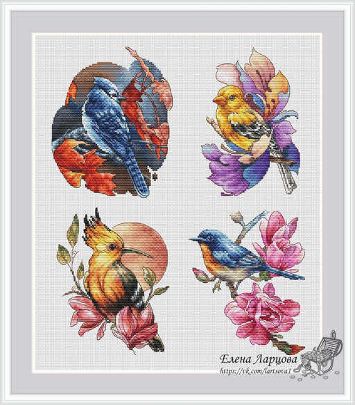 Exotic Birds - PDF Cross Stitch Pattern - Wizardi