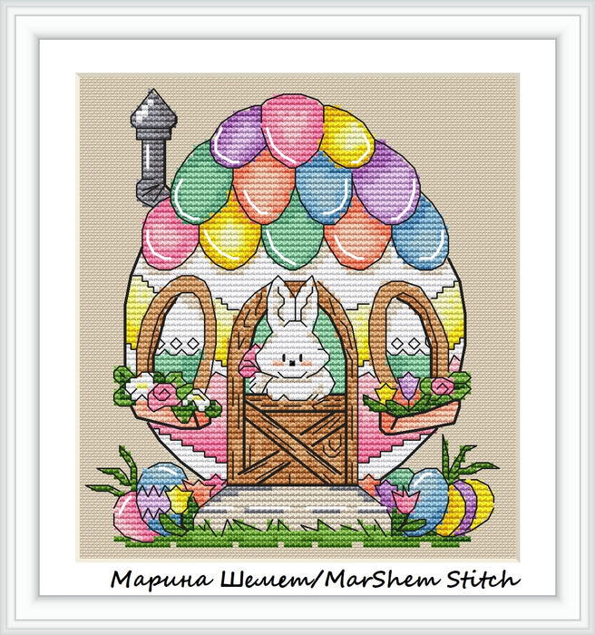 Easter Bunny's House - PDF Cross Stitch Pattern