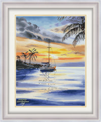 Sunset Trio. Sailboat - PDF Cross Stitch Pattern