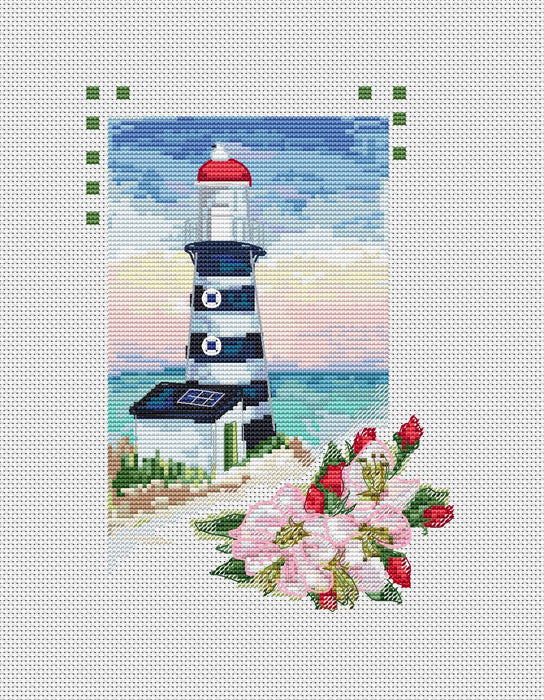 Lighthouse with Rosehip - PDF Cross Stitch Pattern