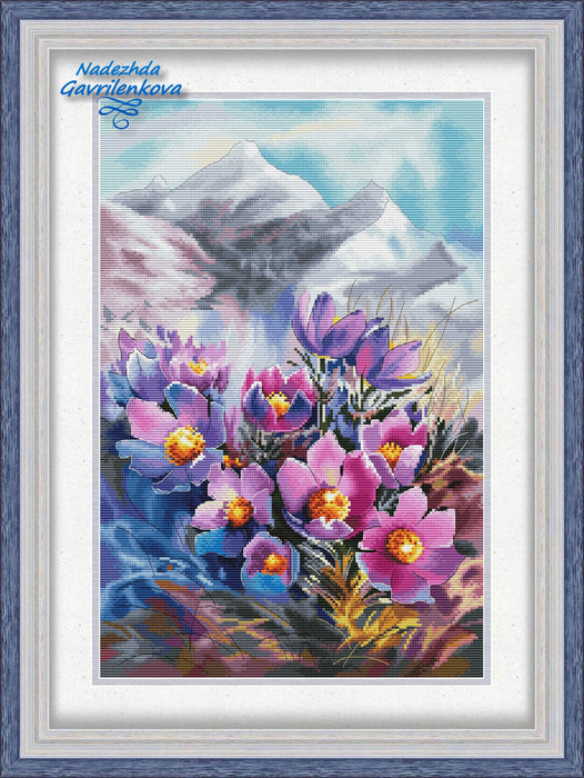 Flowers in the mountain - PDF Cross Stitch Pattern