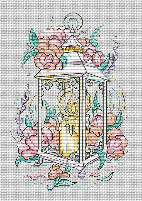 Flower Lantern - PDF Cross Stitch Pattern - Wizardi