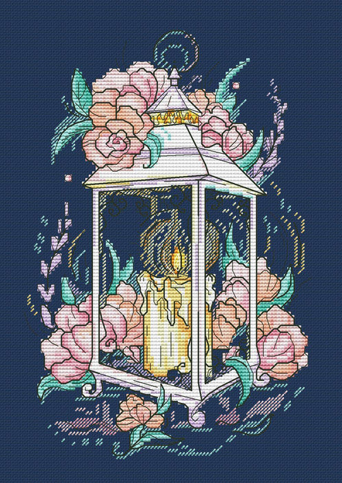 Flower Lantern - PDF Cross Stitch Pattern - Wizardi