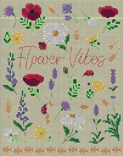 Flower Vibes - PDF Free Cross Stitch Pattern - Wizardi
