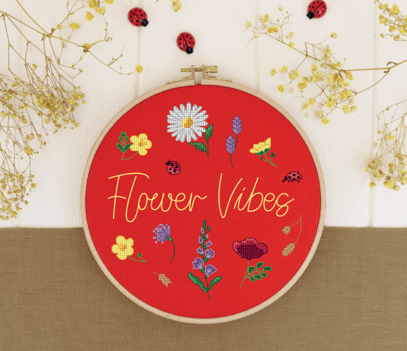 Flower Vibes - PDF Free Cross Stitch Pattern - Wizardi
