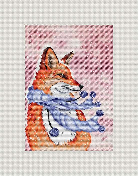 Fox in a scarf - PDF Cross Stitch Pattern - Wizardi