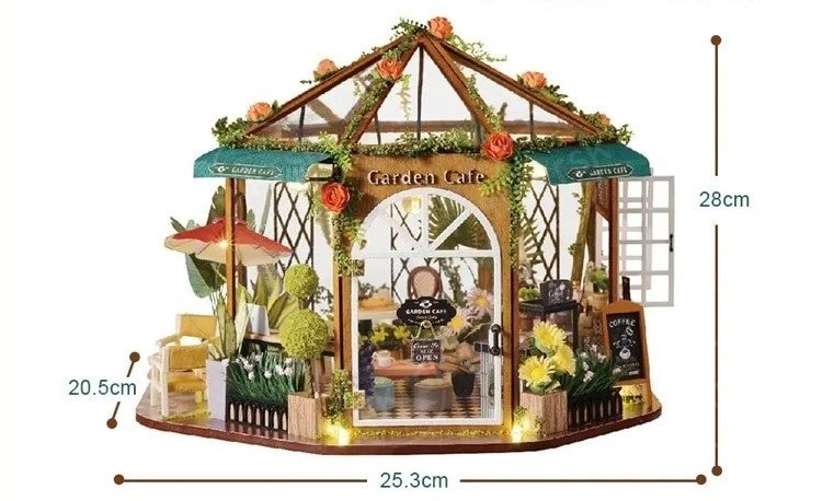Miniature Wizardi Roombox Kit - Wooden Coffee Shop Dollhouse Kit