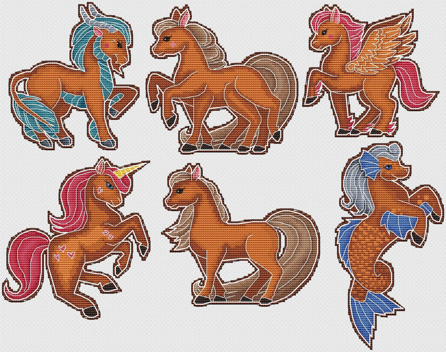 Gingerbread horses - PDF Cross Stitch Pattern - Wizardi