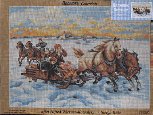 Gobelin canvas for halfstitch without yarn after Alfred Wierusz-Kowalski - Sleigh Ride 2762R - Wizardi