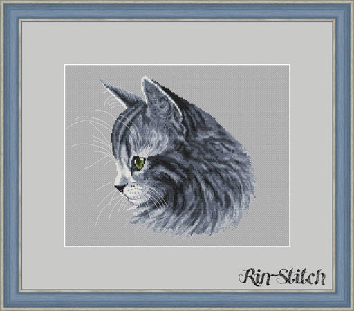 Gray Cat - Free PDF Cross Stitch Pattern - Wizardi
