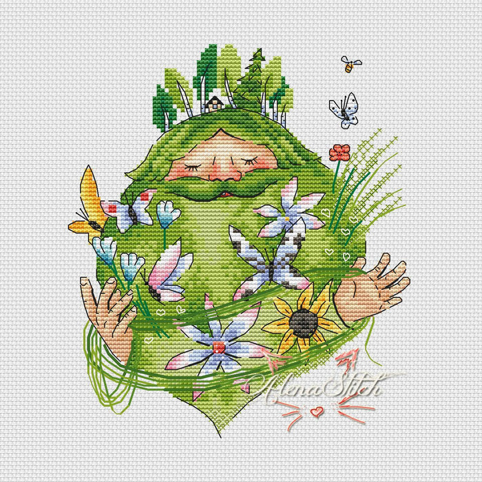 Green meadow - PDF Cross Stitch Pattern - Wizardi