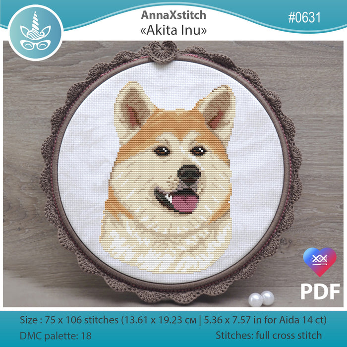 Akita Inu - PDF Cross Stitch Pattern