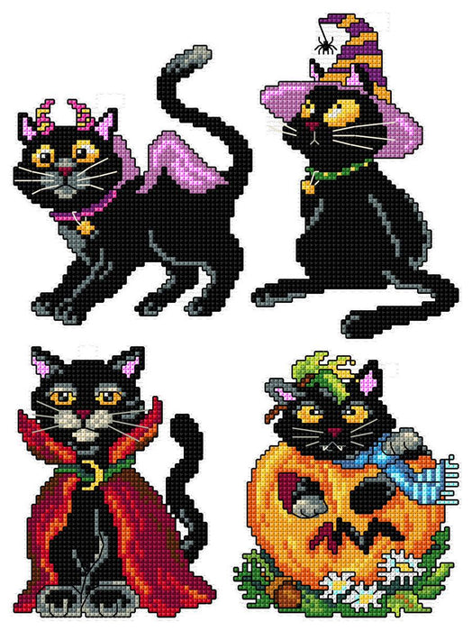 Halloween Cats 146CS Counted Cross-Stitch Kit - Wizardi