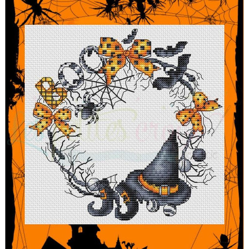 Halloween Wreath - PDF Cross Stitch Pattern - Wizardi