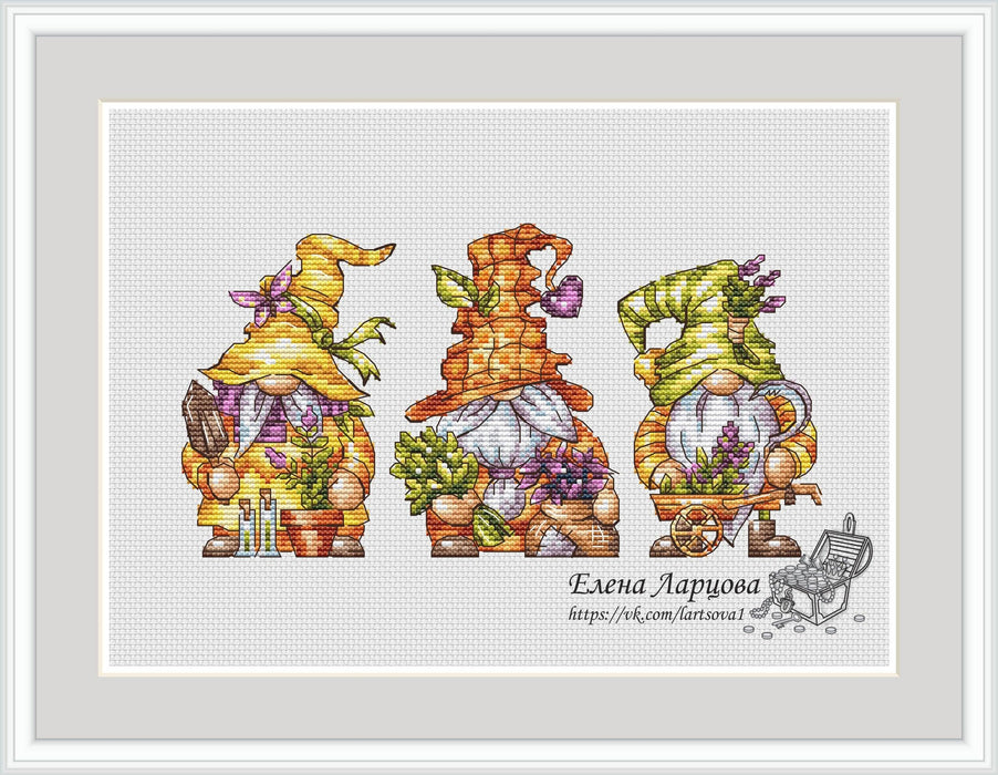 Herbalists Gnomes - PDF Cross Stitch Pattern - Wizardi