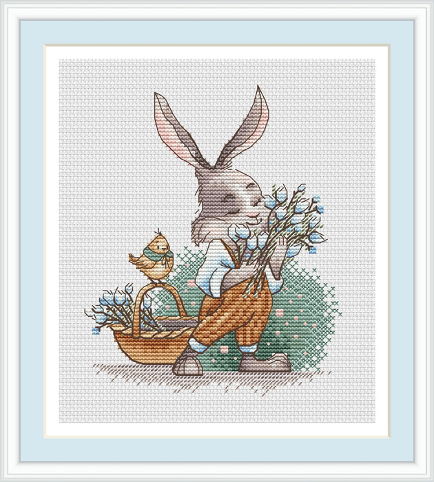 Hare with willow - PDF Cross Stitch Pattern