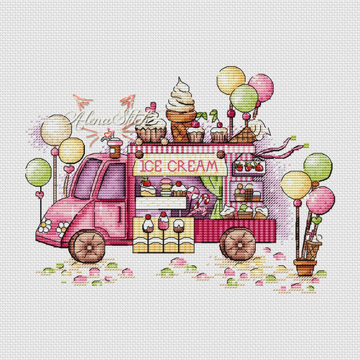Ice cream van - PDF Cross Stitch Pattern - Wizardi