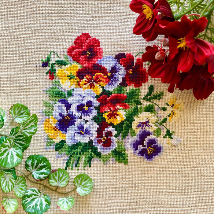 Pansy Medley  R1516 Counted Cross Stitch Kit
