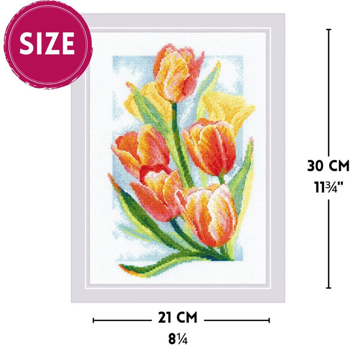 Spring Glow. Tulips 2191R Counted Cross Stitch Kit - Wizardi