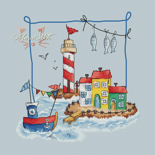 In the port - PDF Cross Stitch Pattern - Wizardi