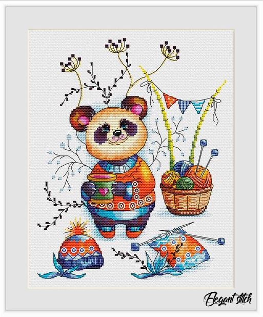 Pandas also knit - PDF Cross Stitch Pattern