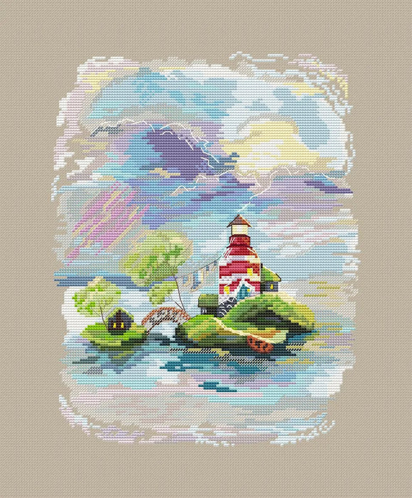 Houses on the islands. Lighthouse - PDF Cross Stitch Pattern