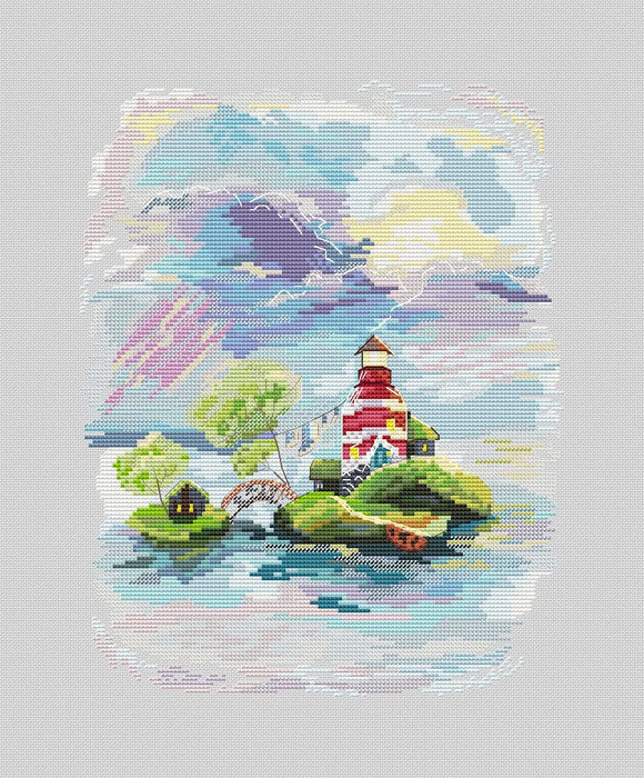 Houses on the islands. Lighthouse - PDF Cross Stitch Pattern