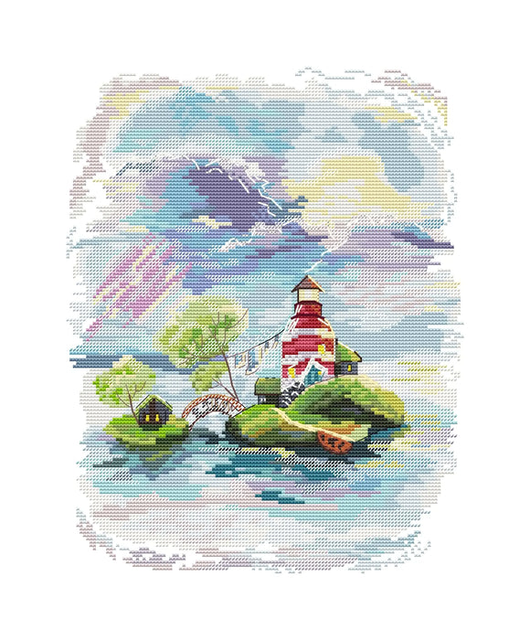 Houses on the islands. Lighthouse - PDF Cross Stitch Pattern