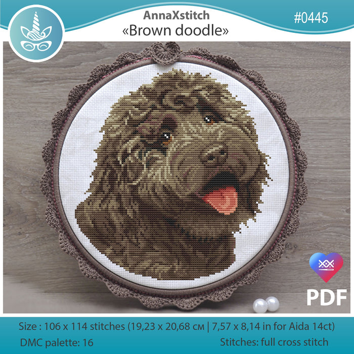 Brown doodle - PDF Cross Stitch Pattern