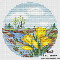 Spring in a Circle: Crocuses - PDF Cross Stitch Pattern