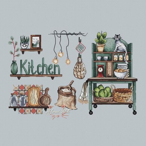 Kitchen - PDF Cross Stitch Pattern - Wizardi