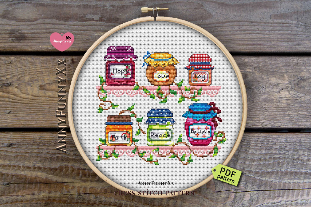 Jars of Happiness - PDF Cross Stitch Pattern