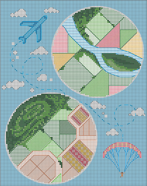 Landscape - PDF Free Cross Stitch Pattern - Wizardi